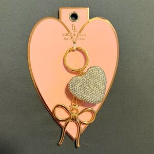 Lucy & Lola Sparkly Heart and Bow Bag Charm